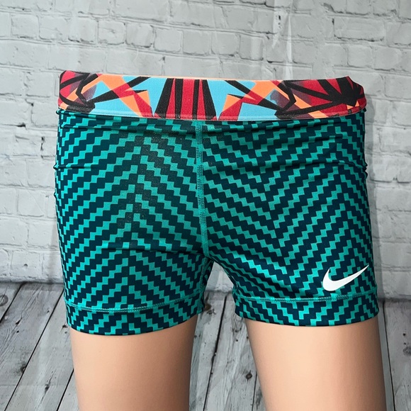 Nike Pants - Nike Pro Turquoise & Red Tight Athletic shorts size S